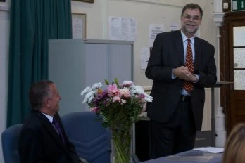 The Austrian Ambassador Dr Tomas Nadar, addressing the group.